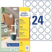 Etikety univerzálne kruhové 40mm Avery A4 10 hárkov