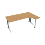 Pracovný stôl Flex, ergo, ľavý, 180x75,5x120 (80x40) cm, buk/kov