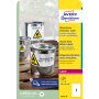 Etikety polyesterové veľmi odolné 210 x 297mm Avery A4 biele 20 hárkov