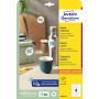 Etikety univerzálne kruhové 65mm Avery A4 10 hárkov