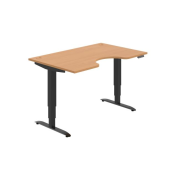 Pracovný stôl Motion Ergo, PO, 3S, 140x61-128x90 cm, buk/čierna