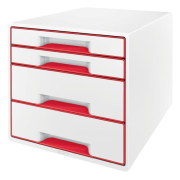 Zásuvkový box Leitz WOW so 4 zásuvkami červený