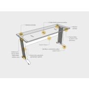 Pracovný stôl Cross, ergo, ľavý, 180x75,5x120 cm, biela/kov